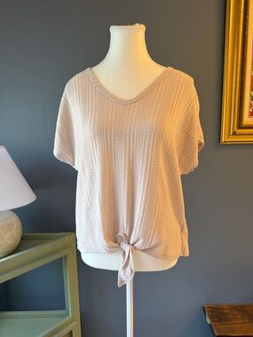 Paper Crane Blush Tie-Front Textured Top